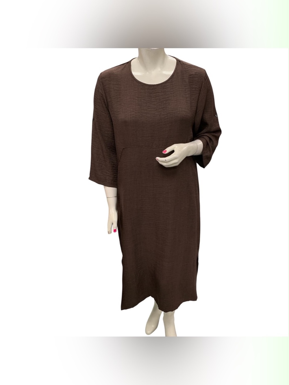 Everyday Brown Long-Sleeve Midi Dress Size 2X